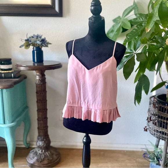 NWOT French Connection Crepe Pleated Tank Top Cami in Light Pink Size M - Picture 10 of 14